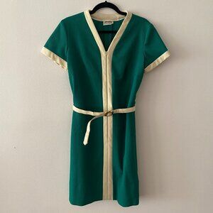 Vintage John Norman Inc. "Style for Miss Executive" Green Belted Mini Dress